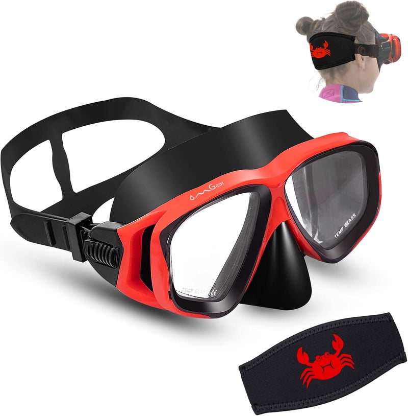 OMGear Goggles Kids Swimming Silicone Swim Mask Snorkeling Gear for Kids Tempered Glass Snorkel Goggles with Nose Cover Scuba Diving Goggles with Cute Neoprene Mask Strap Cover - Image 1